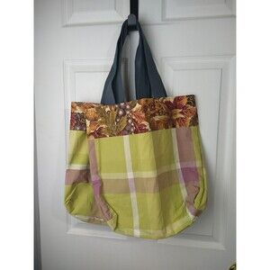 Handmade Tote/Shopping Bags New Plaid Contrast Leaf Top Lined Nylon Handle...